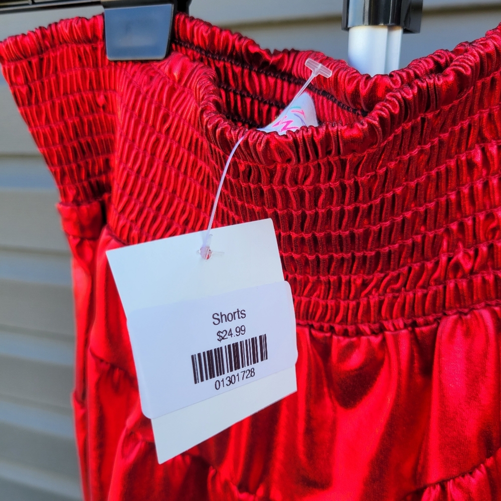 Red Metallic Shorts - Picture 2 of 3